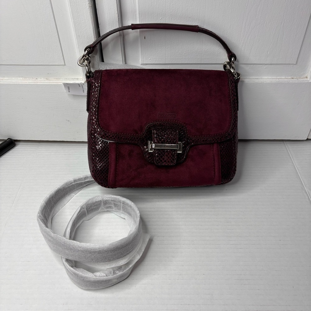 NwT Coach Taylor Bordeaux Suede Flap Crossbody Bag